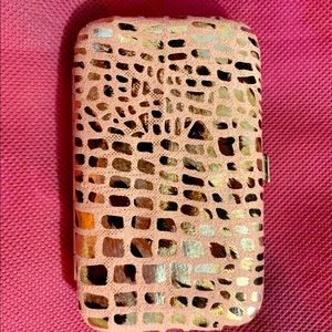 Hard Wallet- Pink Animal Print Metalic